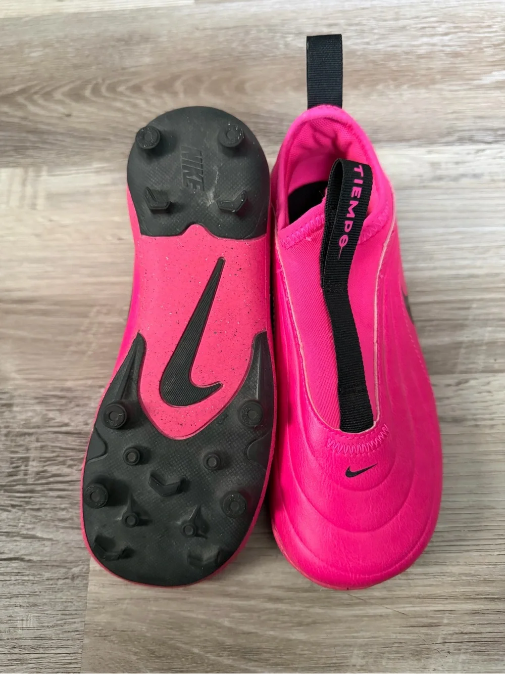 Nike Pink Tiempo Soccer Cleats with Black Swoosh